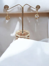 Geometric Cube Dangle Earrings – Gold-Tone with AD Stone